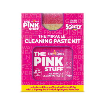 The Pink Stuff Miracle Cleaning Paste Kit. комплект с почистваща паста 850 г и двустранна гъба Squeezy Dual в кутия