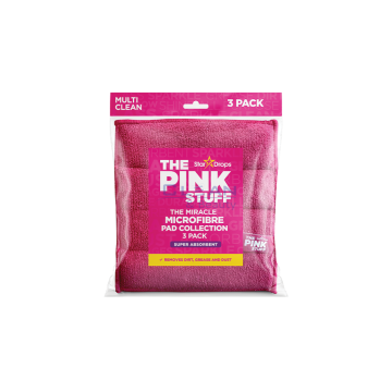 The Pink Stuff микрофибърни подложки – комплект от 3 броя в наситено розов цвят, подходящи за универсално почистване у дома