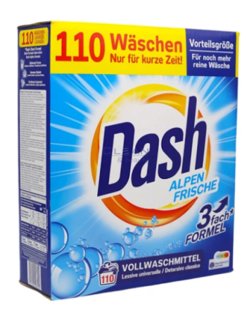 DASH прах за пране 110пр 5,5кг Alpin Frische 3 формула