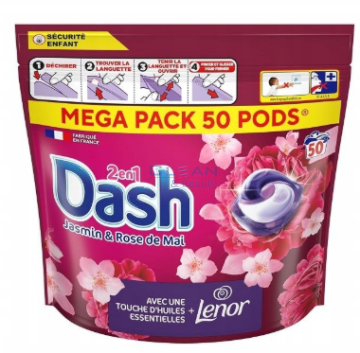 DASH капсули за пране 50 бр. 2in1  Jasmine&May Rose Touch Of Lenor