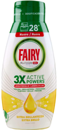 FAIRY PLATINUM ГЕЛ ЗА СЪДОМИЯЛНА LIMONE EXTRA BRILLO 504мл 28дози