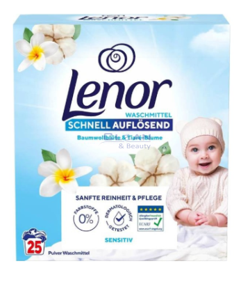 Lenor прах за пранe 25пр 1,5кг Sensitive Cotton Blossom&Tiare