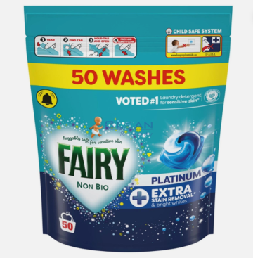 FAIRY КАПСУЛИ 50бр NON BIO PLATINUM EXTRA FRESH ПРОТИВ ПЕТНА