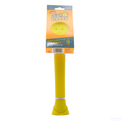 Scrub Daddy Dish диспенсър с гъба за миене на съдове жълт