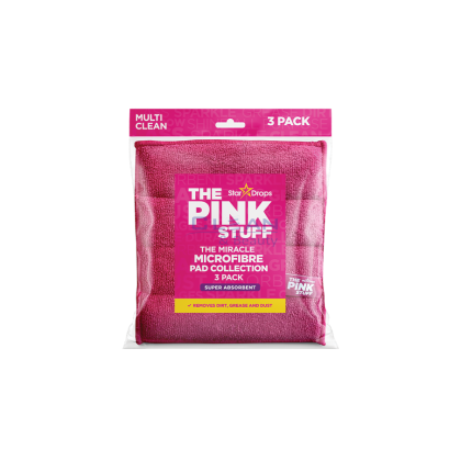 The Pink Stuff микрофибърни подложки – комплект от 3 броя в наситено розов цвят, подходящи за универсално почистване у дома