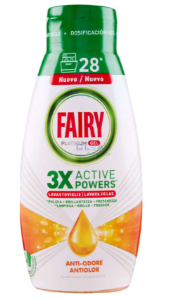 FAIRY PLATINUM ГЕЛ ЗА СЪДОМИЯЛНА ANTI ODORE AGRUMI 504мл 28дози