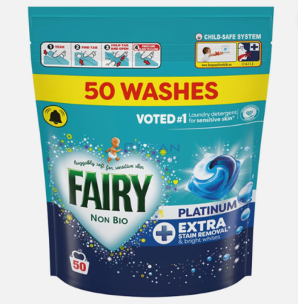 FAIRY КАПСУЛИ 50бр NON BIO PLATINUM EXTRA FRESH ПРОТИВ ПЕТНА
