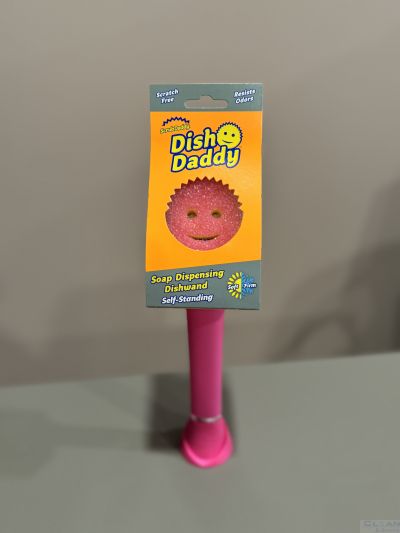 Scrub Daddy Dish диспенсър с гъба за миене на съдове розов