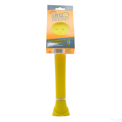 Scrub Daddy Dish диспенсър с гъба за миене на съдове жълт