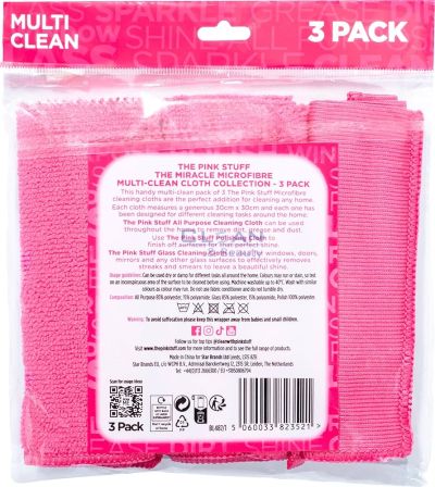 The Pink Stuff The Miracle Microfibre Pad Collection – комплект от 3 кърпи с различна функция за ефективно почистване без следи