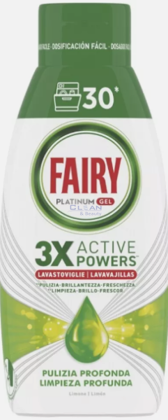 FAIRY PLATINUM ГЕЛ ЗА СЪДОМИЯЛНА LIMONE 600мл 30дози