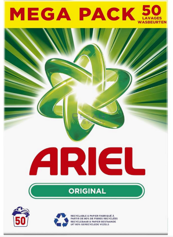 ARIEL прах за пране 50пр 3кг.ORIGINAL УНИВЕРСАЛ