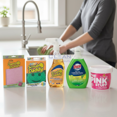 Kitchen Power Clean Kit – комплект за почистване на кухня с Dual Power, Scrub Daddy и The Pink Stuff