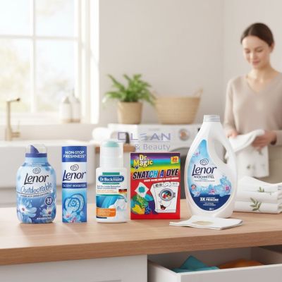 Комплект „Свежо пране всеки ден“ с Lenor гел за пране, омекотител Outdoor Spring Awakening, ароматизиращи перли, Dr Magic кърпички и Dr Beckmann рол он против петна