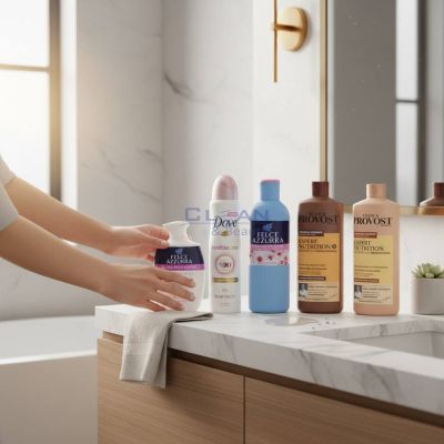 Комплект „Ежедневна грижа & свежест за жени“ с Felce Azzurra Sakura душ гел, Provost шампоан и балсам, интимен сапун и Dove дезодорант