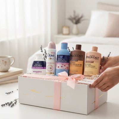 Комплект „Ежедневна грижа & свежест за жени“ с Felce Azzurra Sakura душ гел, Provost шампоан и балсам, интимен сапун и Dove дезодорант